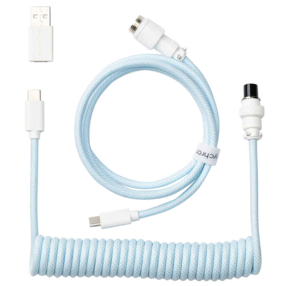 Keychron Coiled Type-C Cable, Light Blue