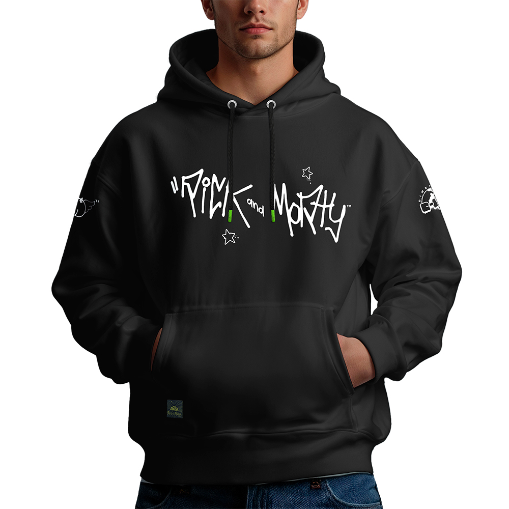 Rick and Morty Hoodie With Logo, Black, L