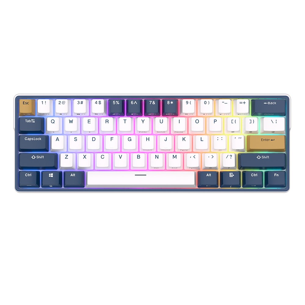 ROYAL KLUDGE RK61 Plus White, Brown Switch, US