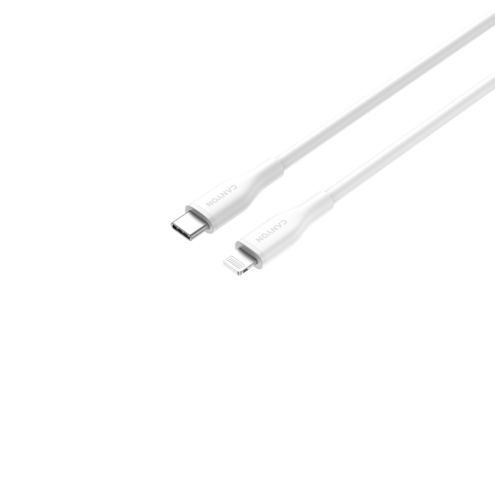 Canyon USB-C to Lightning Cable, Silicone, White