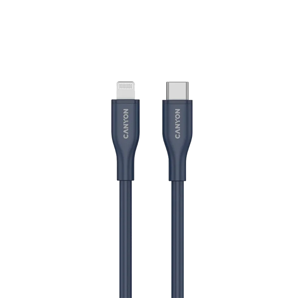 Canyon USB-C to Lightning Cable, Silicone, Blue