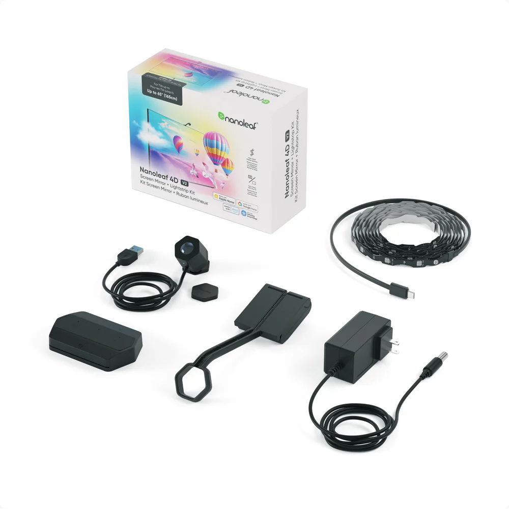 Nanoleaf 4D V2 TV Screen Mirror + Light Strips Kit (for TV & Monitor up to 65'')