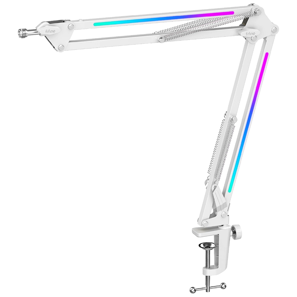 FIFINE AmpliGame BM38 RGB Boom Arm Stand White