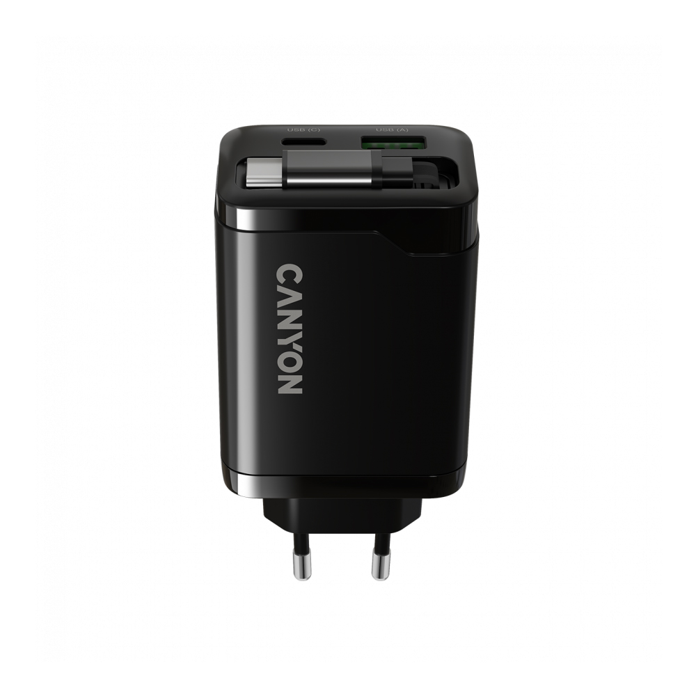 CANYON OnCharge 65RC, Build-In Cable USB-C, 65W, Black