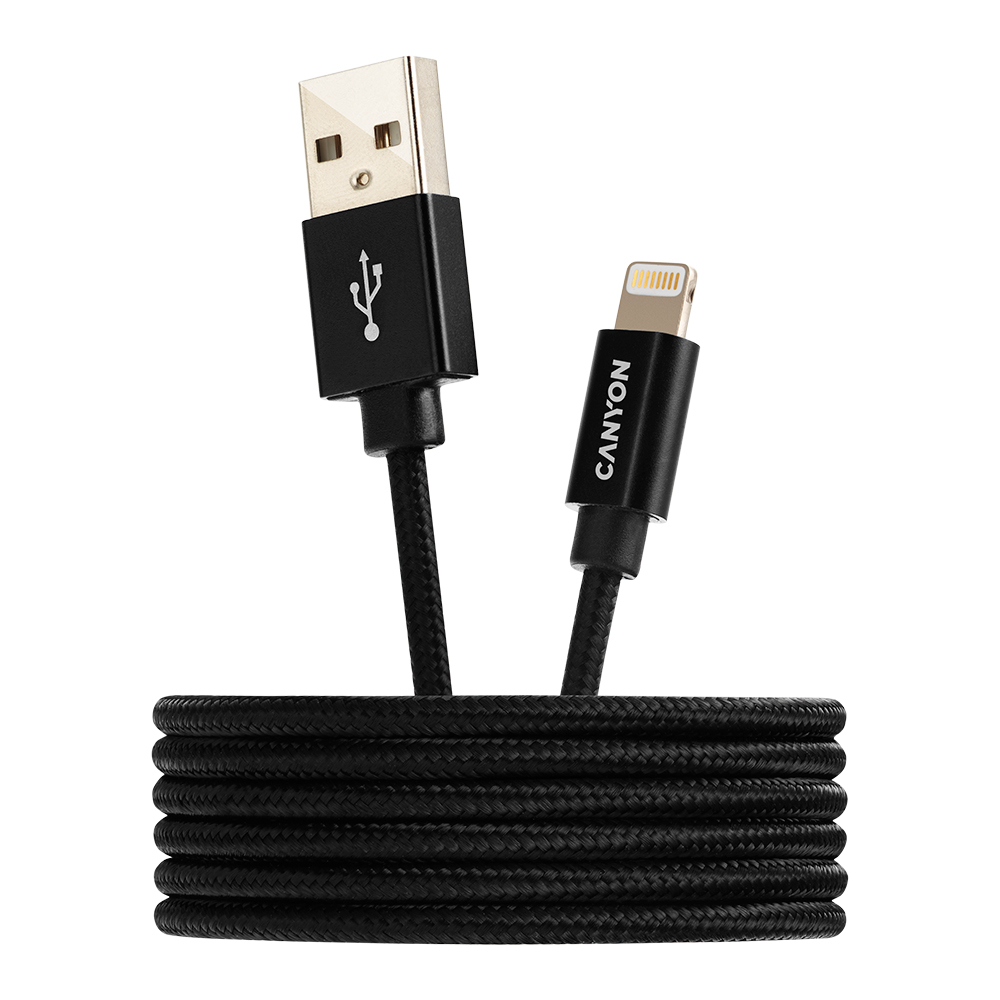 CANYON cable MFI-3 Lightning 12W 1m Black