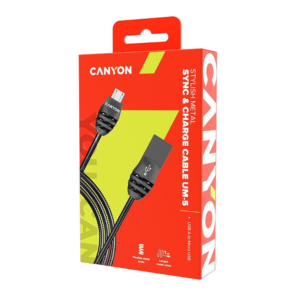 CANYON cable UM-5 MicroUSB 10W 1m Dark Grey