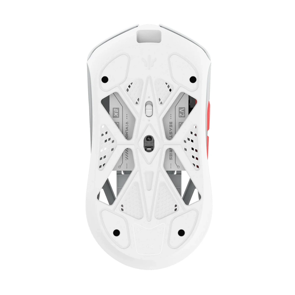 WLMouse Beast X V2 Medium, Omron Opticals Switches, White & Red