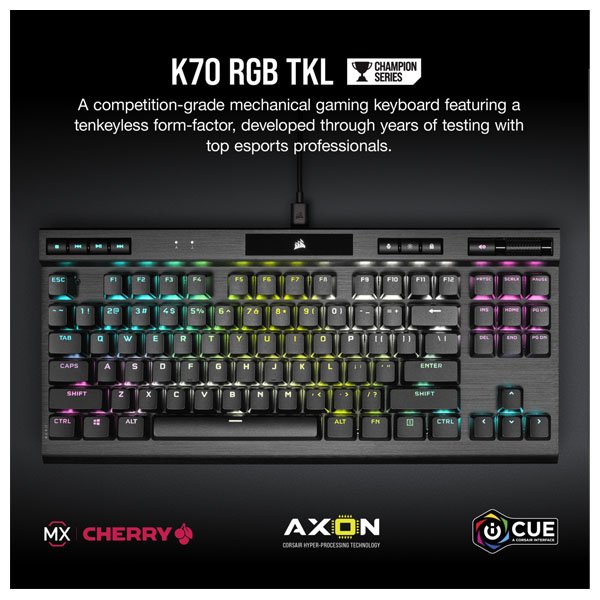 Corsair K70 RGB TKL, CHERRY MX RED, US