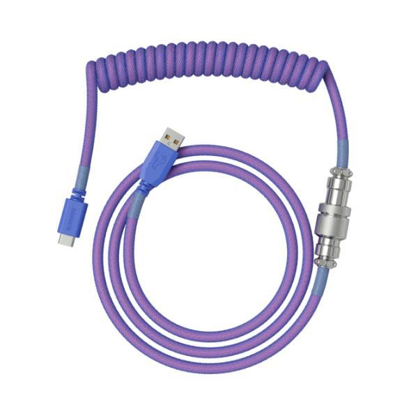 Glorious PC Gaming Race Coiled Cable, USB-C to USB-A, Purple
