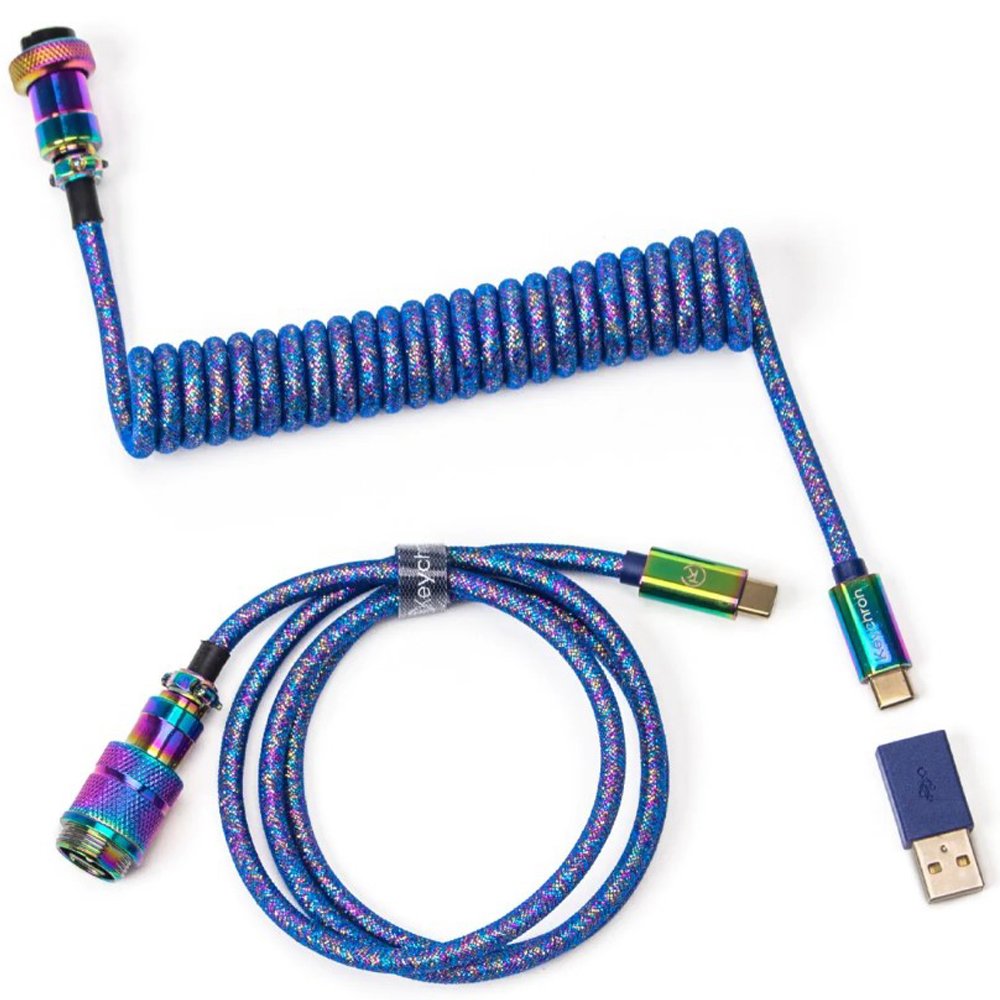 Keychron Premium Coiled Type-C Cable, Blue
